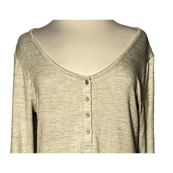 Ink & Ivy Gray Heather 4 Button Henley Top Sz Lg 3/4 Sleeve Pullover Ultra Soft - Picture 2 of 5